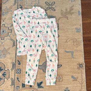 Girls’ Christmas Ballet Pajama Set - White, Pink & Green